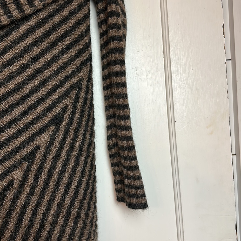 Made in Italy Striped Draped Cardigan | Waterfall Open Knit · Lineamaglia - Picture 5 of 6